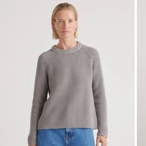 Quince Gray Organic Cotton Fisherman Crew Sweater